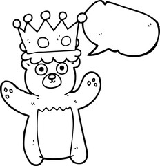 speech bubble cartoon teddy bear wearing crown