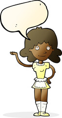 cartoon maid with speech bubble