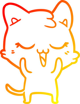 recommend clip art: warm gradient line drawing cartoon cat