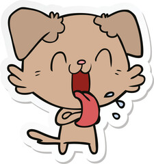 sticker of a cartoon panting dog