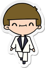 sticker cartoon of cute kawaii boy in suit