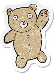 retro distressed sticker of a cartoon cute teddy bear