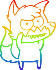 rainbow gradient line drawing cartoon grinning fox