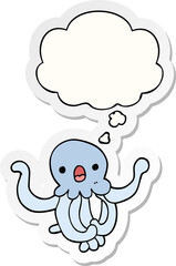 cartoon jellyfish and thought bubble as a printed sticker