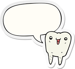 cartoon tooth and speech bubble sticker