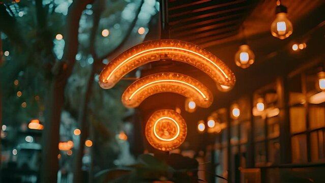 wifi neon glowing line icon isolated on dark background. motion graphic animation.4K Video mobile network Connection wireless technology mp4 moving