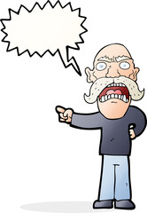 cartoon angry old man with speech bubble