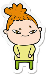 sticker of a cartoon woman
