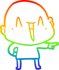rainbow gradient line drawing happy cartoon bald man