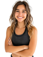 Fototapeta premium Professional woman fitness trainer transparent background