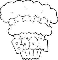 black and white cartoon explosion