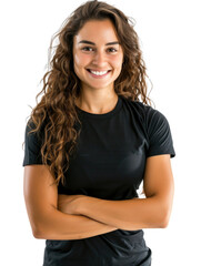 Fototapeta premium Professional woman fitness trainer transparent background