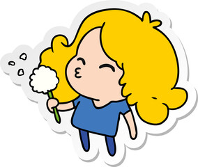 sticker cartoon of cute kawaii girl