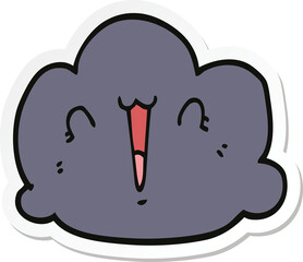 sticker of a happy cloud cartoon