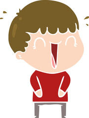 laughing flat color style cartoon man