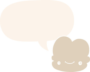 cartoon cloud and speech bubble in retro style