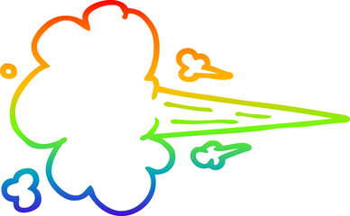 rainbow gradient line drawing cartoon whooshing cloud