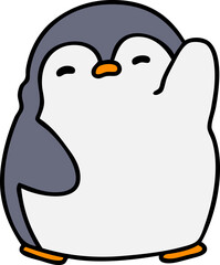 cute christmas penguin waving