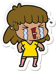 sticker of a cartoon woman in tears