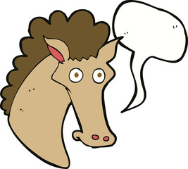 cartoon horse head with speech bubble