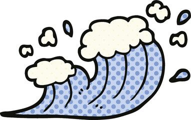 comic book style cartoon wave crashing