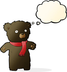cartoon cute black bear with thought bubble