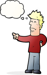cartoon man pointing with thought bubble