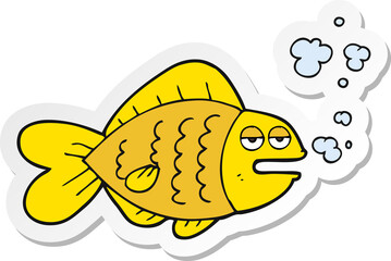 sticker of a cartoon funny fish