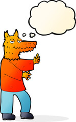 cartoon fox with thought bubble
