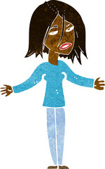 cartoon woman shrugging shoulders