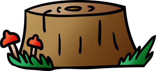 gradient cartoon doodle of a tree log