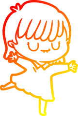 warm gradient line drawing cartoon woman