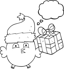 thought bubble cartoon  christmas owl