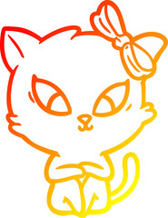 warm gradient line drawing cartoon cat