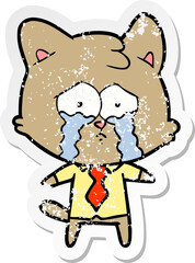 distressed sticker of a cartoon cat