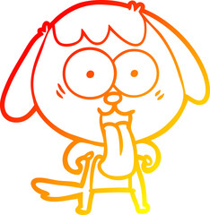 warm gradient line drawing cute cartoon dog