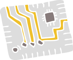 flat color illustration of a cartoon computer circuitboard