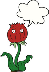 cartoon thistle and speech bubble