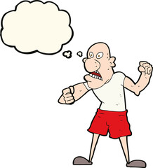 cartoon violent man with thought bubble