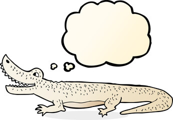 cartoon happy crocodile with thought bubble