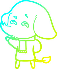 cold gradient line drawing cartoon elephant remembering