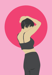 Abstract portrait illustration of woman. Boho Woman feminism art. background for art print, poster, card, decor, tote bag. Vector illustration