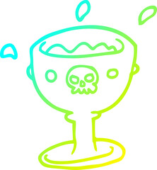 cold gradient line drawing spooky cartoon goblet of blood