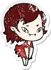 distressed sticker of a cartoon friendly vampire girl