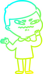 cold gradient line drawing cartoon angry man