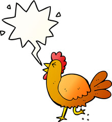 cartoon rooster and speech bubble in smooth gradient style