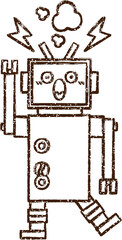Crazy Robot Charcoal Drawing