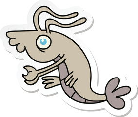 sticker of a quirky hand drawn cartoon crayfish