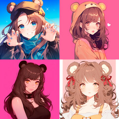 Set of avatar female bear