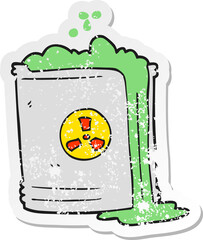 retro distressed sticker of a cartoon radioactive waste